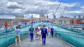 Cloudy London City Walk by the River Thames incl Tower Bridge  4K HDR [upl. by Trumaine]