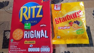 Ritz Starburst Fruit Chews Lemon and Lime Flavour Sandwich Crackers [upl. by Irme149]