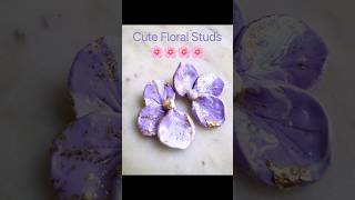 Cute floral studs made out of polymer clay clayearrings shorts diy [upl. by Lesirg]