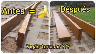 CÓMO ENDEREZAR VIGAS GRANDES DE MADERA [upl. by Imoyn139]