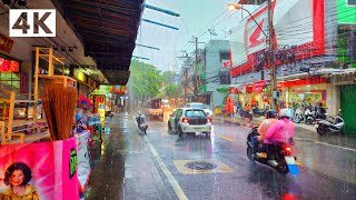 4K UHD Walking in the Rain in Bangkok during the Rainy Season in Thailand [upl. by Ettenoitna860]