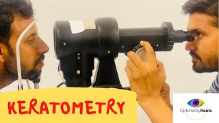 Keratometry II Measure corneal curvature using manual keratometer optometryreels [upl. by Fredi672]