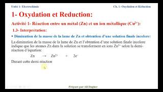 Ch 1 oxydation et Reduction Partie 1 Oxydation Reduction [upl. by Lymann251]