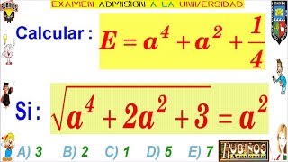 EXAMEN ADMISIÓN AGRARIA VALOR NUMÉRICO SOLUCIONARIO ÁLGEBRA UNALM LA MOLINA [upl. by Angelis]