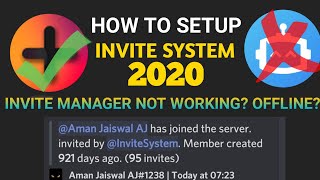 How To add and setup Invite System in Discord 2020  Invite Manager Not Working  Bot Offline [upl. by Itsim]