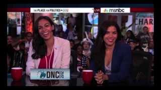 Voto Latinos CoChairs Rosario Dawson and America Ferrera Crashed The Parties [upl. by Annaoi]