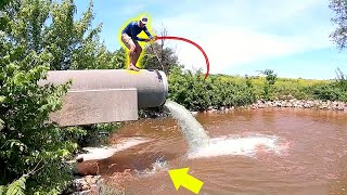 Catching GIANT Fish TRAPPED in Hidden Spillway [upl. by Prince]