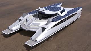 Pagurus Solar Hybrid Amphibious Catamaran Yacht can Crawl on Land [upl. by Debby]