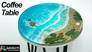 How to make an EPOXY OCEAN TABLE  resin art [upl. by Erland]