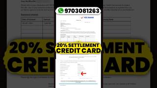 Yes Bank Credit Card Settlement 20 loansettlement creditcard [upl. by Tarsus]