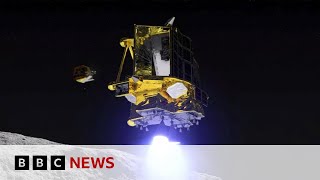 Japan lands on Moon but glitch threatens mission  BBC News [upl. by Abih]