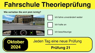 🚘 Führerschein Theorieprüfung Klasse B 🚗 Oktober 2024  Prüfung 21🎓📚 [upl. by Adnoluy]