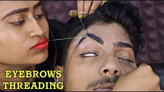 Eyebrows Threading by Barber Girl Pakhi  Remove Unwanted Hair from Face  ASMR [upl. by Alodee]