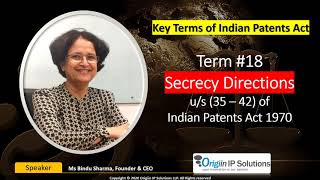 What are Secrecy Directions Term 18  Key Terms of Indian Patents Act keytermsofpatentsact patent [upl. by Idonah739]