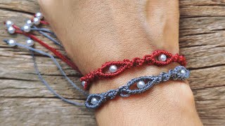 Pulseira Macrame Com Miçangas  Tutorial Passo a Passo [upl. by Ahsyad]