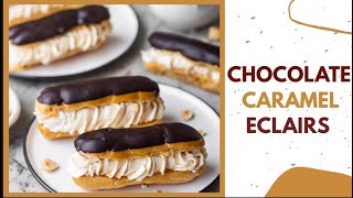 How to bake Eclairs at home  Choux pastry made easy  Chocolate Caramel eclairs recipe [upl. by Neenad]