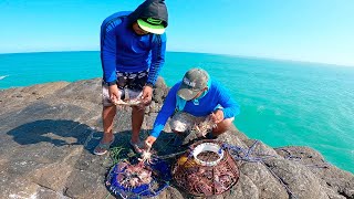 PESCAR Y COCINAR  capturas de cangrejos de Mar  Trampa cangrejos [upl. by Hamitaf]