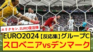 【みんなの反応集】EURO2024グループC第1節結果スロベニアvsデンマーク [upl. by Eachern]