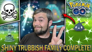 SHINY TRUBBISH FAMILY COMPLETED THIS SHINY POKEMON WONT LEAVE ME ALONE Pokemon GO [upl. by Eigla]