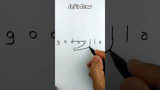 VERY EASY  How to turn words GODZILLA into cartoon shorts art drawing draw short [upl. by Pride]