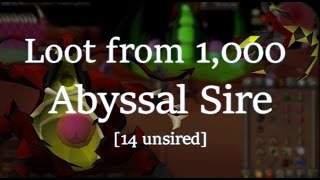 1000 Abyssal Sire kills  14 Unsired  Oldschool Runescape [upl. by Nirra351]