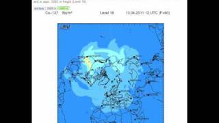 Cesium137 forecast shows high altitude radiation cloud concentrate over western US on April 12 [upl. by Ilrahs222]