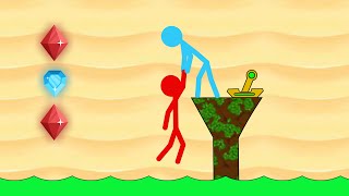 Watergirl and Fireboy  Stickman Animation  Part 6 Grass Temple Parkour [upl. by Mcafee]