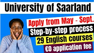 No Tuition fee and No application fee How to apply for MSc at the University of Saarland Germany [upl. by Trebled]