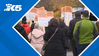 Advocates rally in Seattle for victim services funding amid federal cuts [upl. by Adnolahs703]