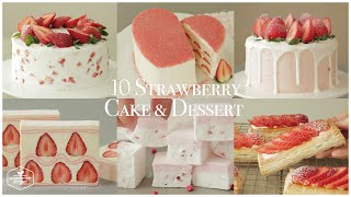 10가지🍓딸기 케이크amp디저트 모음zip  10 Strawberry CakeampDessert Recipe  홈베이킹 영상 모음 Baking Video  Cooking tree [upl. by Akimot]