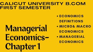 Introduction to Managerial Economics  B Com  Ist Semester  Dr Salini K [upl. by Ronna]