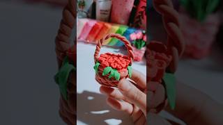 Easy clay flower basket craftideas clayart shortvideos [upl. by Mccafferty]