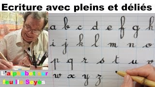 écriture de l’alphabet avec des pleins et les déliés sur feuille Seyès [upl. by Eellek]