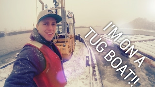 A DAY ON A TUGBOAT  Towboat captain and deckhand [upl. by Dynah874]