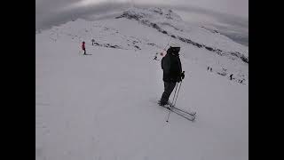 Skiing in Avoriaz January 2023 Red run from Cubore Charlift to the cafe [upl. by Nomyt739]