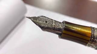 Montegrappa Extra 1930 Corsani Turtle brown and Bamboo green celluloid [upl. by Teodorico468]