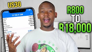 How to turn R800 into R18000 in 2 Hours Trading Us30  Market Breakdown [upl. by Ilehs]