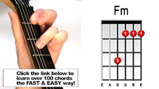 How to play Fm Guitar Chord  Beginners Acoustic Electric Lesson [upl. by Oemac]