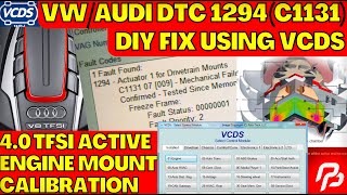 AudiVW DTC 1294 C1131 FIX DIY using VCDS 40TFSI Engine Mount Calibration HOWTO VAGCOM [upl. by Llevert]