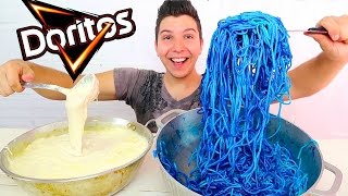 CHEESY ALFREDO COOL RANCH DORITOS FETTUCCINE • Mukbang amp Recipe [upl. by Ulphiah]