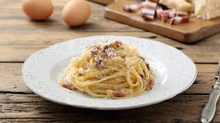 Recette  Pâtes à la carbonara sans crème [upl. by Ellingston872]