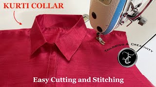 Very easy collar neck cutting and stitching  shirt collar neck cutting [upl. by Trawets814]