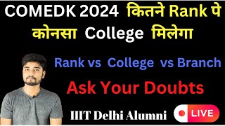 COMEDK 2024 Rank vs College vs Branch  Ask Your Doubts Cutoff Analysis [upl. by Zindman903]