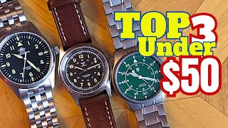 TOP 3 Fliegers and Field Watches UNDER 50  Automatic  MecaQuartz  Sapphire Crystal  Titanium [upl. by Stockwell455]