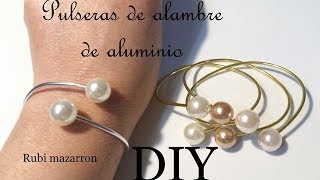 Diy Brazaletes de moda con alambre de aluminio y perlasNecklace [upl. by Hadsall]