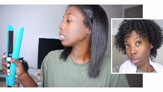 Straightening My Natural Hair With My New Flatiron [upl. by Roinuj191]