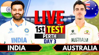 India vs Australia 1st Test Day 3  IND vs AUS Live Match Today  Live Cricket Match Today [upl. by Savadove922]