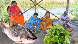 গ্রাম্য পদ্ধতিতে আজ রান্না হলো আলু দিয়ে রুই মাছের ঝোল আর কলমি শাক ভাজা  fish curry recipe [upl. by Bel]