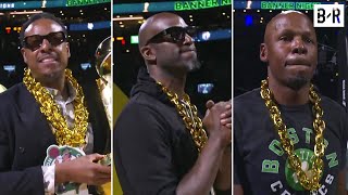 Paul Pierce Kevin Garnett amp Ray Allen at TD Garden for Celtics Ring Ceremony 🏆 [upl. by Esahc]