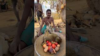 The dinner was so delicious that I brought vegetables to the Hadsabicookinghadzabetribe bush [upl. by Dominy]